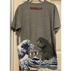Godzilla Ukiyo-e 2 Side Graphics T-Shirt  GZUT-006 JAPAN XL / Fits L Gray NWT